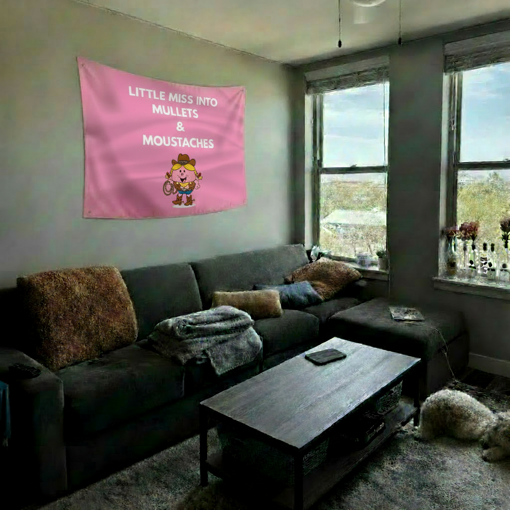 Little Miss Into Mullets And Moustaches Flag