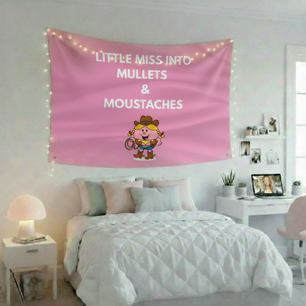 Little Miss Into Mullets And Moustaches Flag