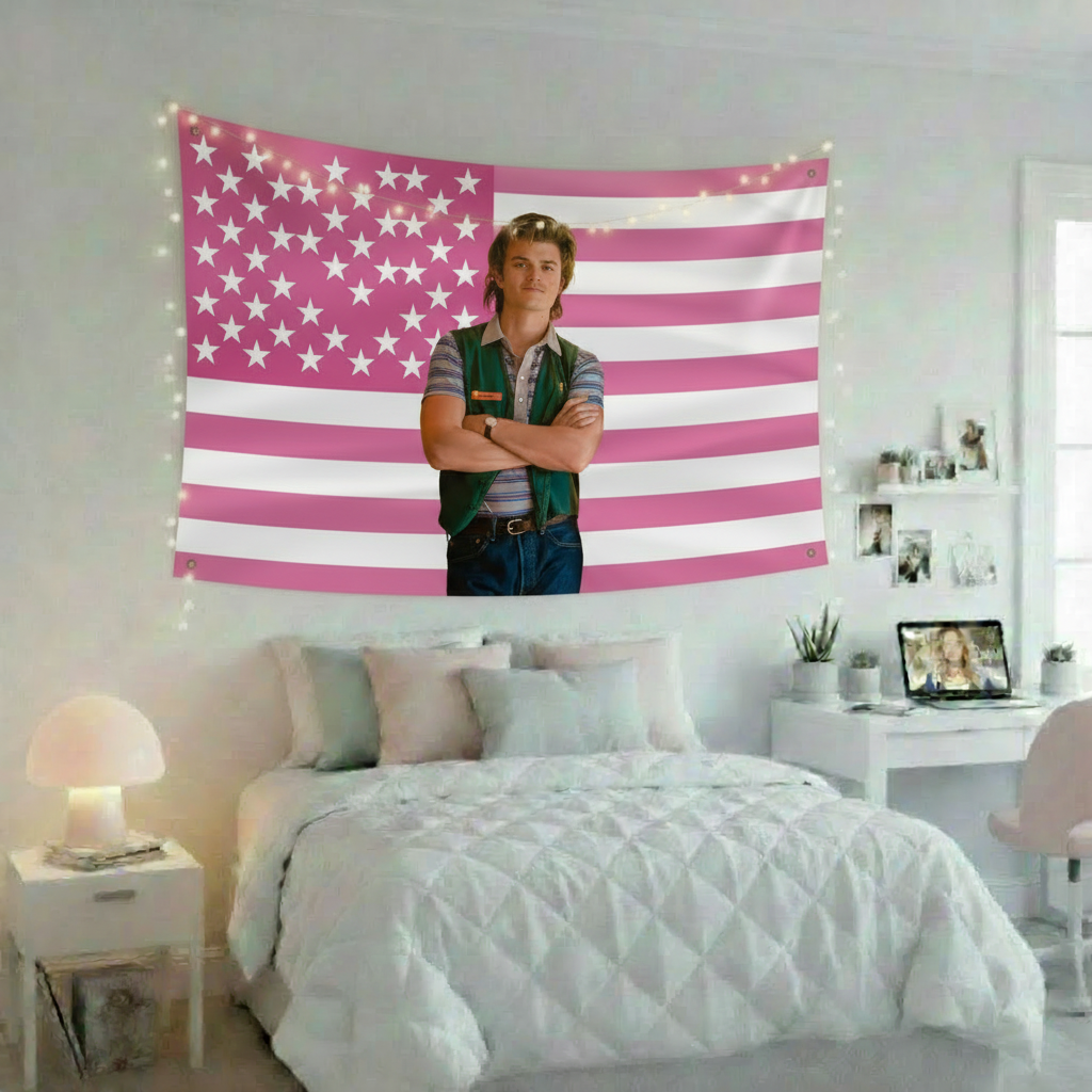 Steve Harrington Stranger Things Pink American Flag